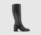 Odd Sizes - Womens Office Karamel Knee High Black Heel Boots New Black Leather - UK Sizes Right 4/Left 5