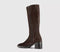 Womens OFFICE Karamel Knee High Block Heel Boots Brown Suede - OFFCUTS SHOES by OFFICE