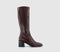 Odd sizes - Womens Office Karamel Knee High Block Heel Boots Brown Leather Uk Sizes Right 6/Left 5