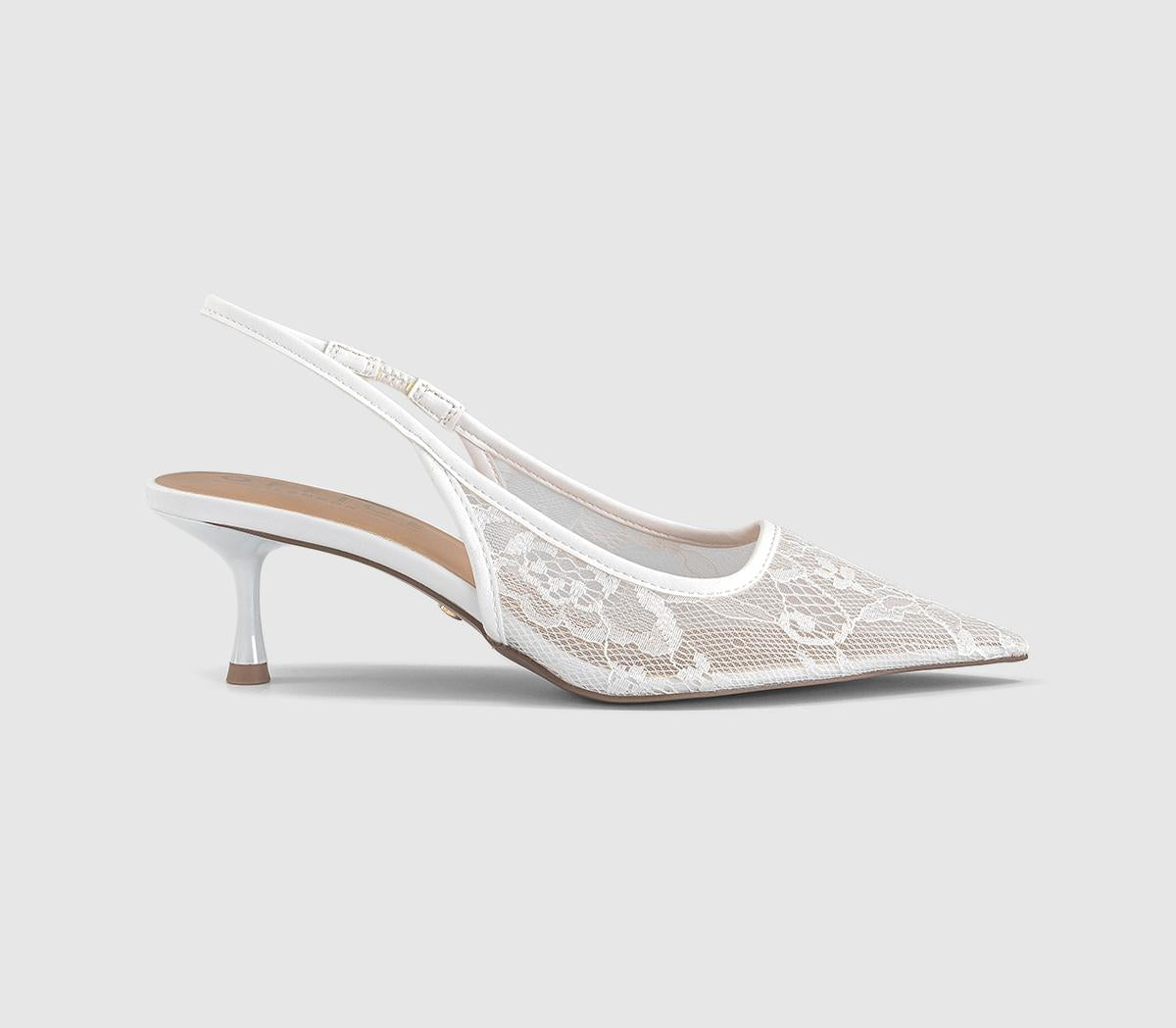 Womens OFFICE Madison Point Court Kitten Heels Cream Lace