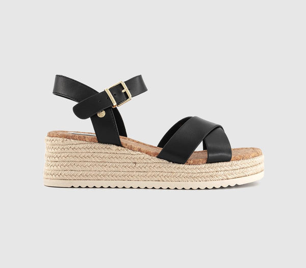 Womens Earthaddict Mallow Espadrille Wedge Sandals Black