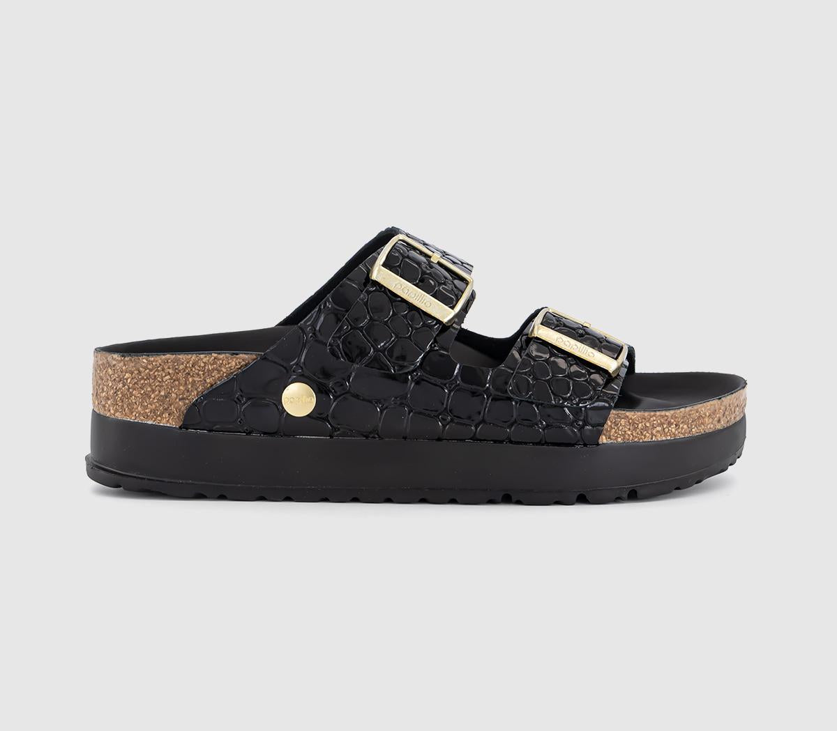 Womens BIRKENSTOCK Arizona Platform Flex Sandals Croc Black