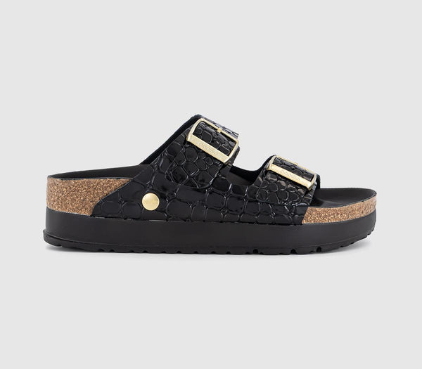 Womens BIRKENSTOCK Arizona Platform Flex Sandals Croc Black
