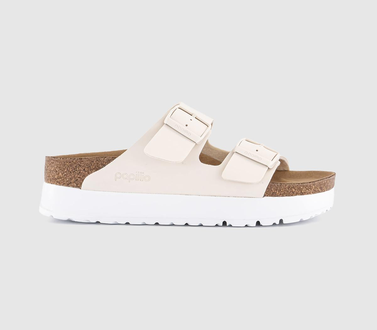 Womens BIRKENSTOCK Arizona Platform Flex Sandals Eggshell