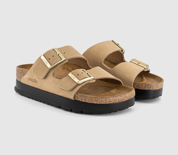Womens BIRKENSTOCK Arizona Platform Flex Sandals Sandcastle
