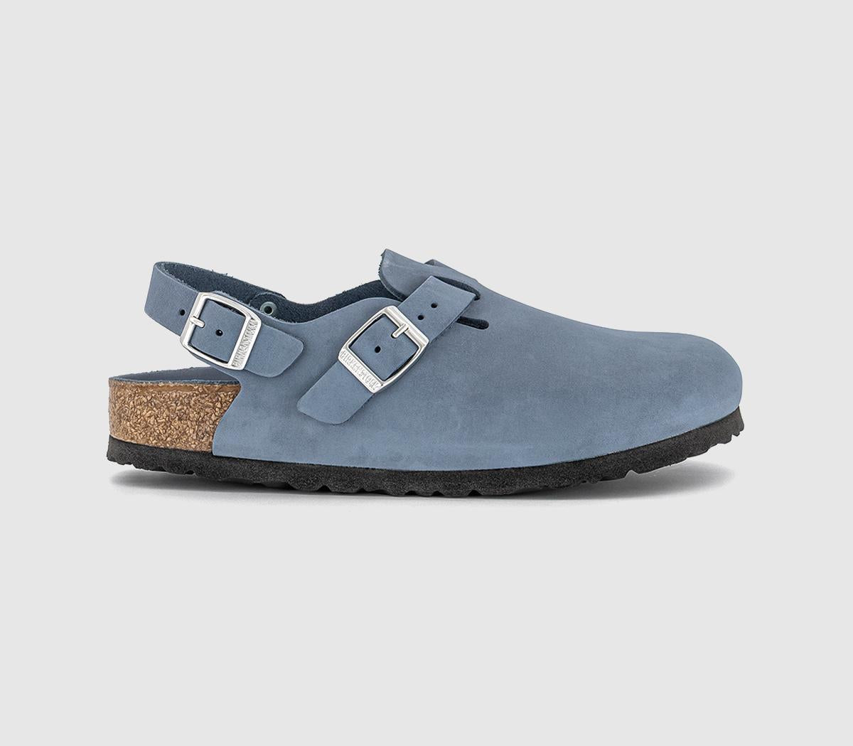 Womens BIRKENSTOCK Tokio Clogs Stone Blue Nubuck
