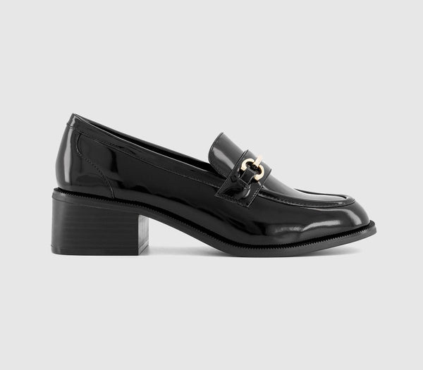 Womens Office MacKenzie Snaffle Detail Heeled Loafers Black Leather