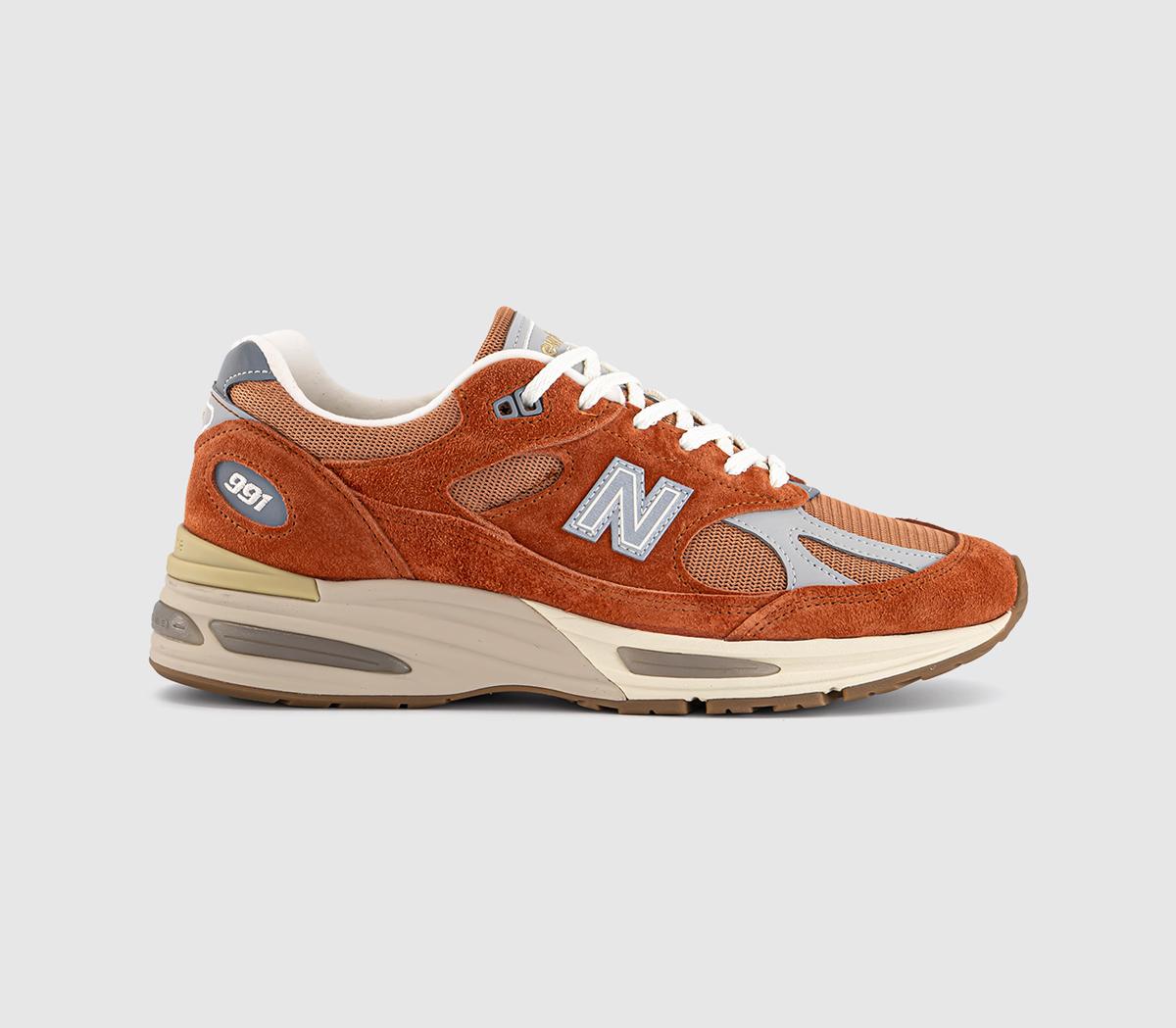 New Balance 991v2 Trainers Potters Clay Raw Sienna Harbor Mist
