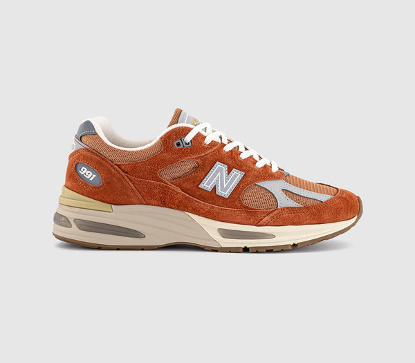 New Balance 991v2 Trainers Potters Clay Raw Sienna Harbor Mist