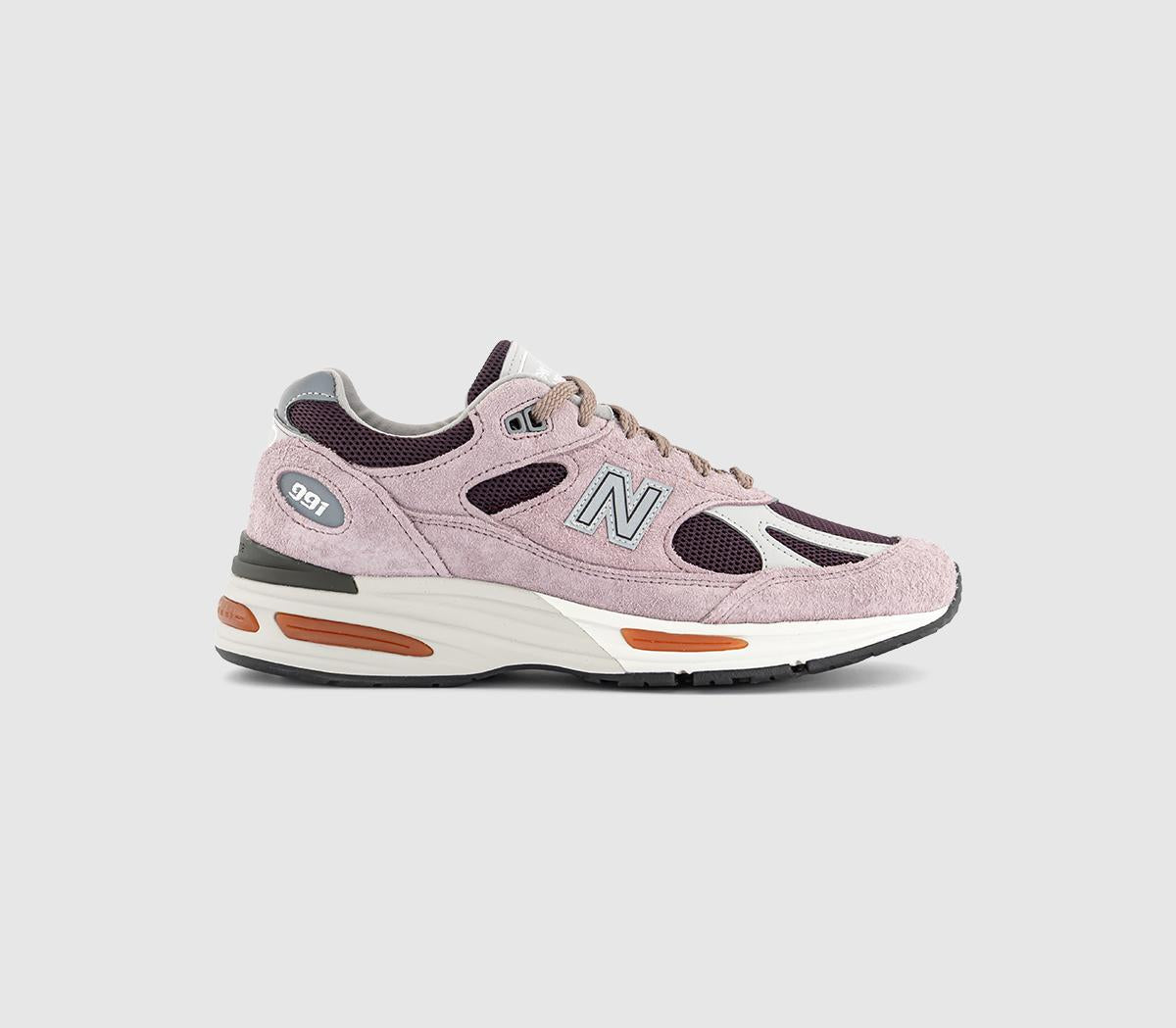 New Balance 991v2 Made in UK Trainers Pink Burgundy