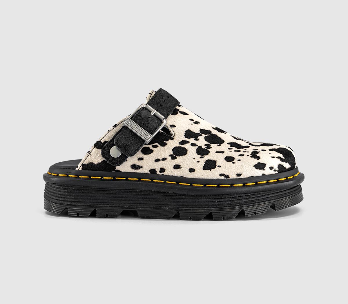 Womens Dr. Martens Zebzag Mules Dalmation Hair On