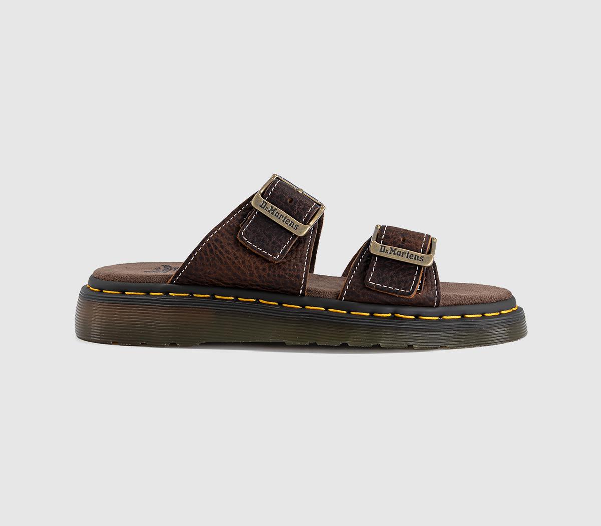 Womens Dr. Martens Josef Sandals Dark Brown Grizzly