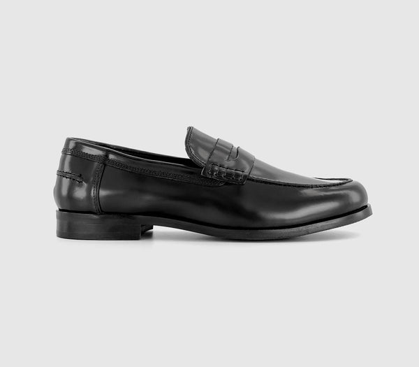 Mens Office Maple Ruched Saddle Loafers Black Leather