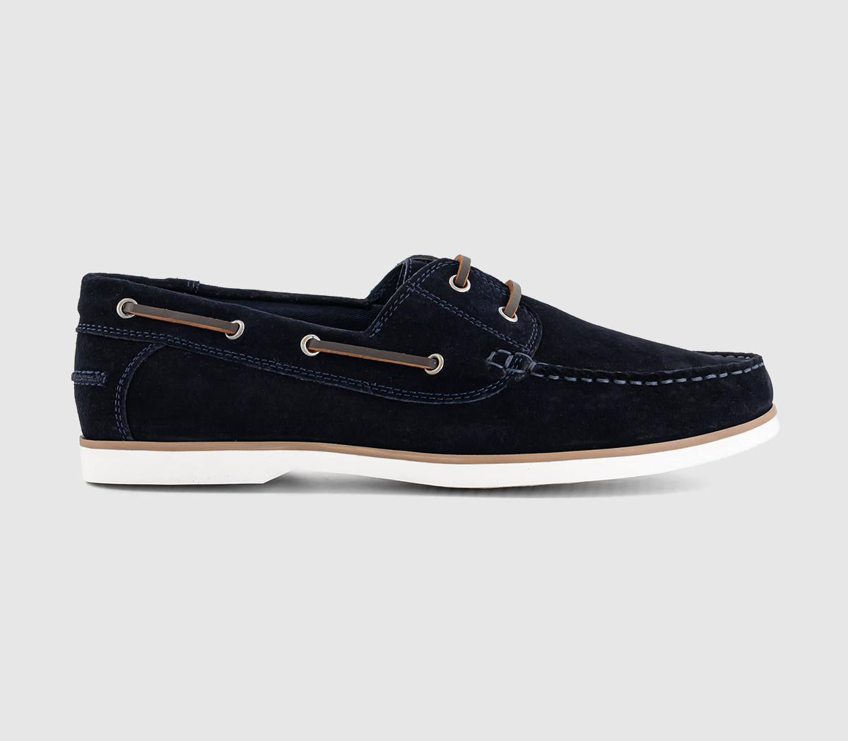 Mens Office Captain Suede Boat Shoe Dark Navy Suede