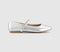 Womens Office Flower Mary Jane Ballerinas Silver