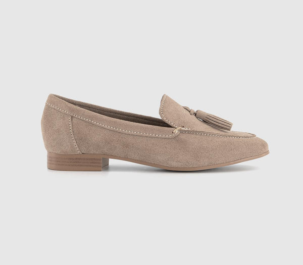 Womens Office Fond Tassel Loafers Taupe Suede