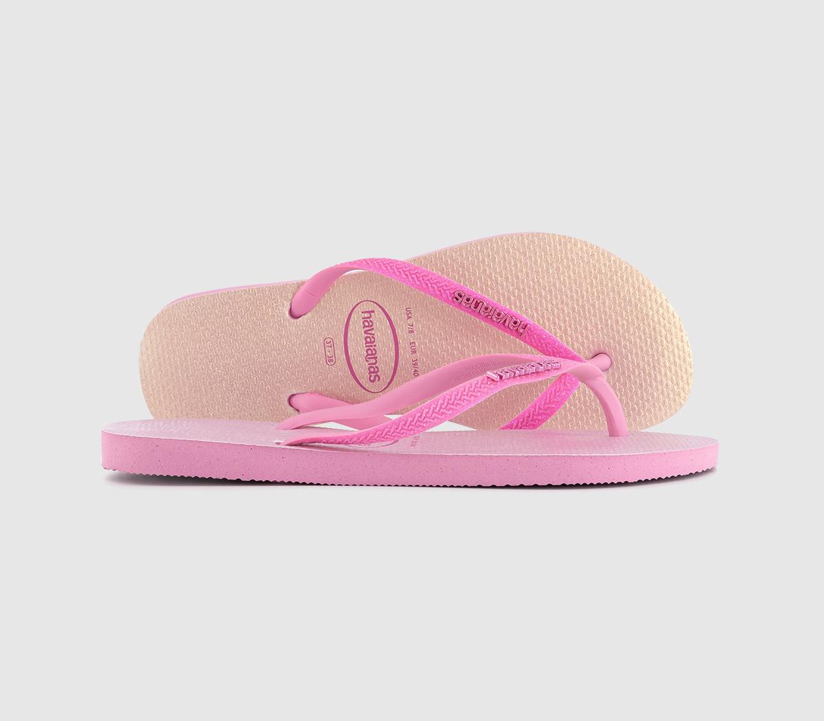 Womens Havaianas Slim Glitter Iridescent Pink Lemonade