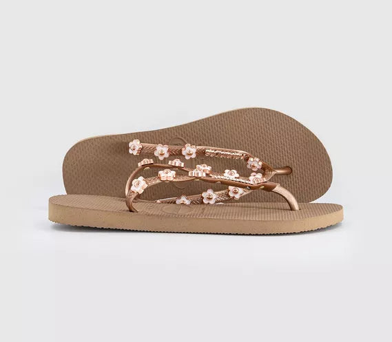 Womens Havaianas Slim Stylish Flip Flops Rose Gold