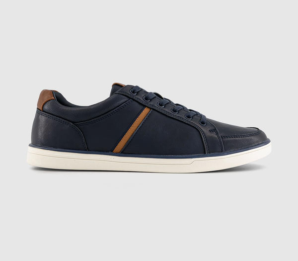 Mens Office Crouch Side Stripe Trainers Navy