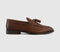 Mens Office Memory Tassel Loafers Tan Leather