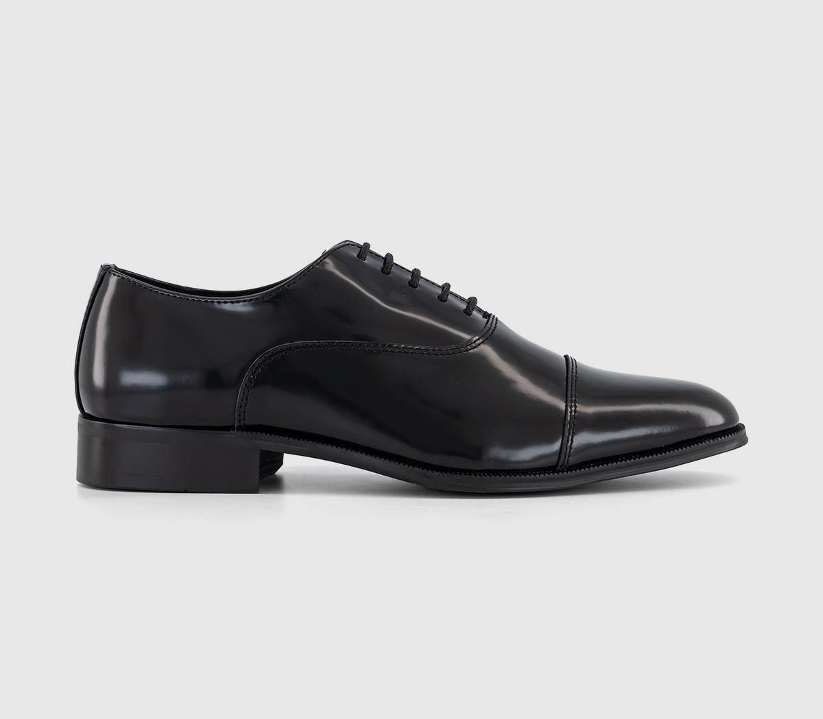 Mens OFFICE Manor Toe Cap Oxford Shoes Black Leather