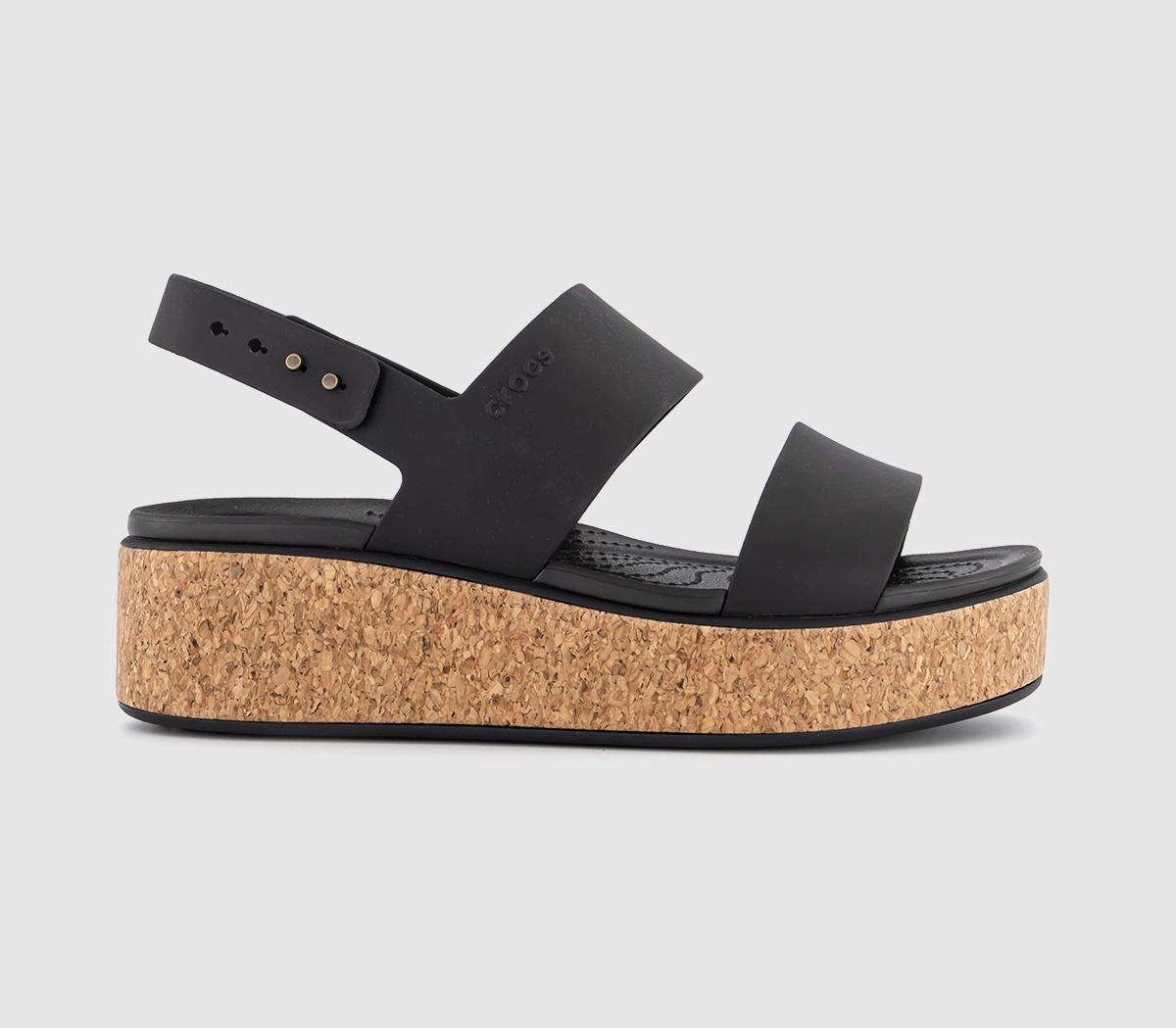 Womens Crocs Brooklyn Low Wedge Sandals Cork Black