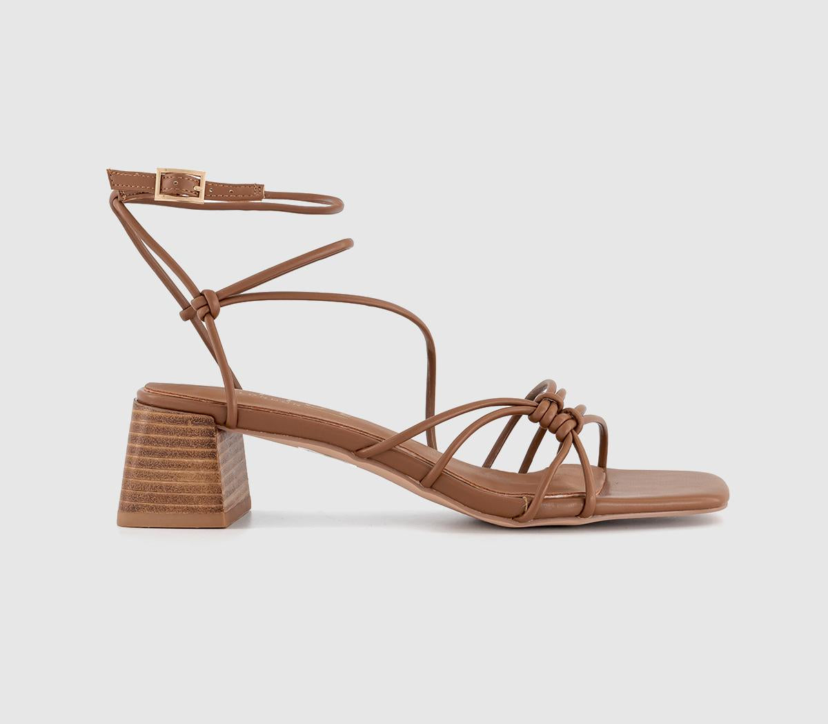 Womens OFFICE Maria Knotted Block Heel Sandals Tan – OFFCUTS SHOES