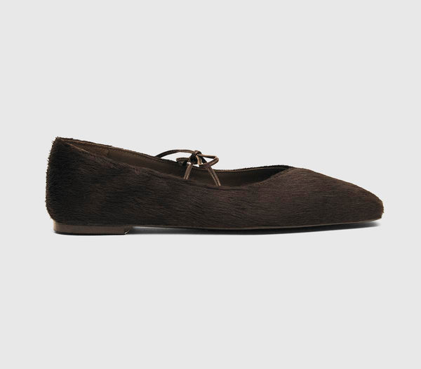 Womens ALOHAS Sway Ballet Pumps Dark Brown Hairy