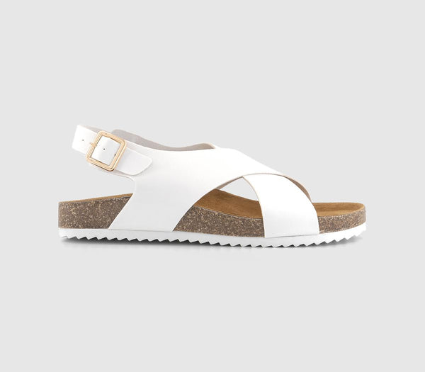 Womens Office Siesta  Cross Over Slingback Footbed Sandals White