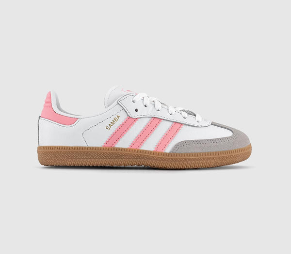 Kids adidas Samba OG Youth Trainers White Semi Pink Spark Gum