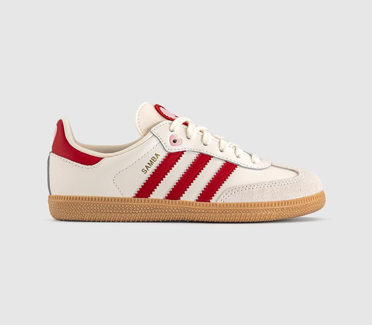 Kids adidas Samba OG Youth Trainers Cream White Better Scarlet Gum