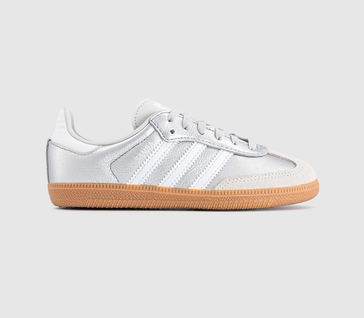 Kids adidas Samba Og Youth Trainers Silver Metallic White Gum