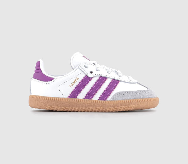 Odd sizes - Kids adidas Samba Og Infant White Purple Burst Gum Uk Sizes Right 6 infant/Left 5 infant