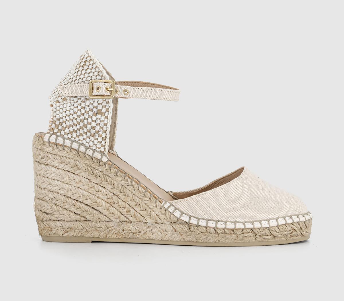 Womens Office Alex Closed Toe Espadrille Wedges Natural Canvas