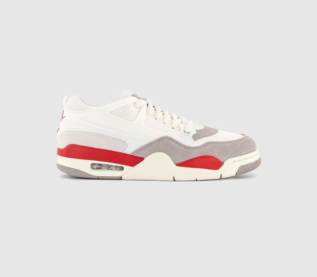 Nike Air Jordan 4 RM Trainers Sail Fire Red College Grey Coconut Milk UK Size 7