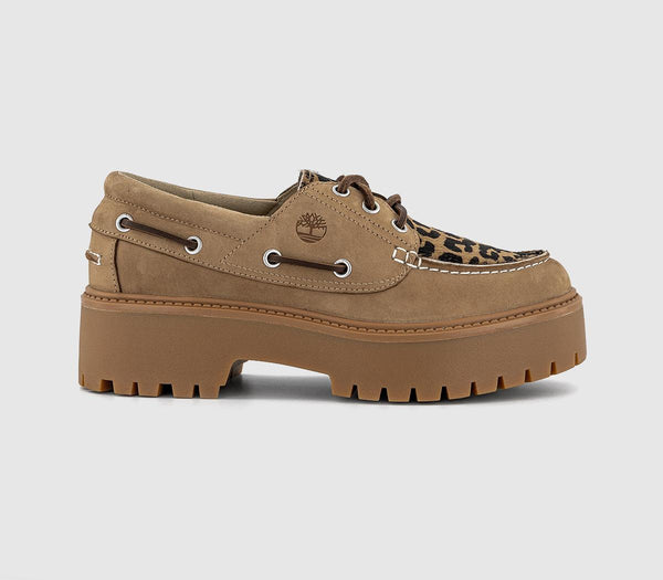 Womens Timberland Stone Street Boat Shoes Medium Beige Nubuck