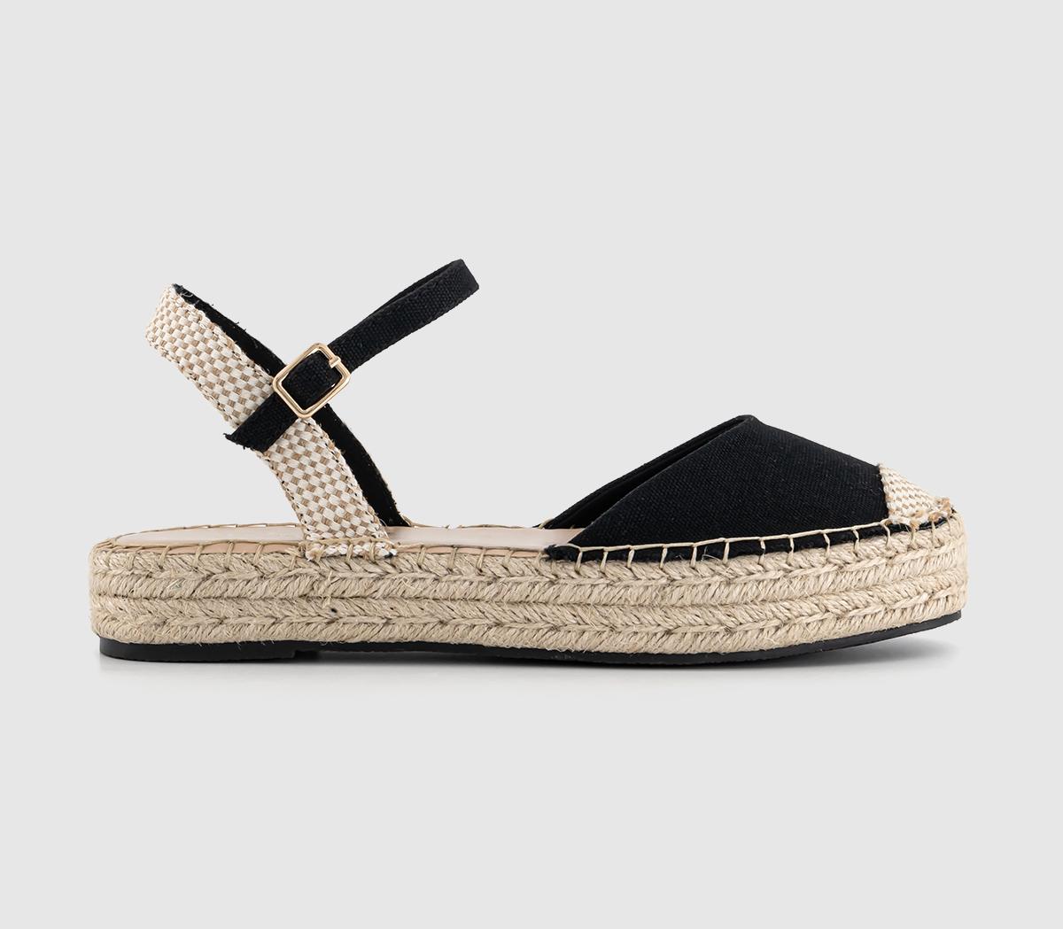 Womens Office Sadie  Closed Toe Flatform Espadrilles Black Canvas