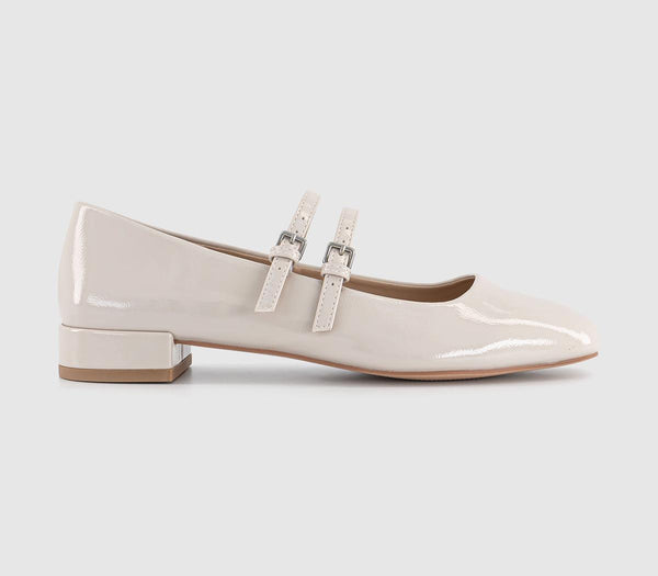 Womens OFFICE Frances Two Strap Mary Janes Cream Patent