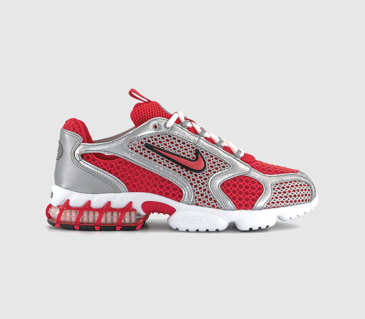 Odd Sizes -  Nike Air Zoom Spiridon Cage 2T Trainers Track Red Track Red White - UK Sizes Right 5.5(EU38.5)/ Left 6(EU39)