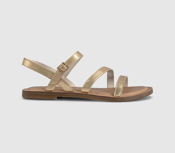 Womens TOMS Kira Sandals Light Gold Metallic Leather