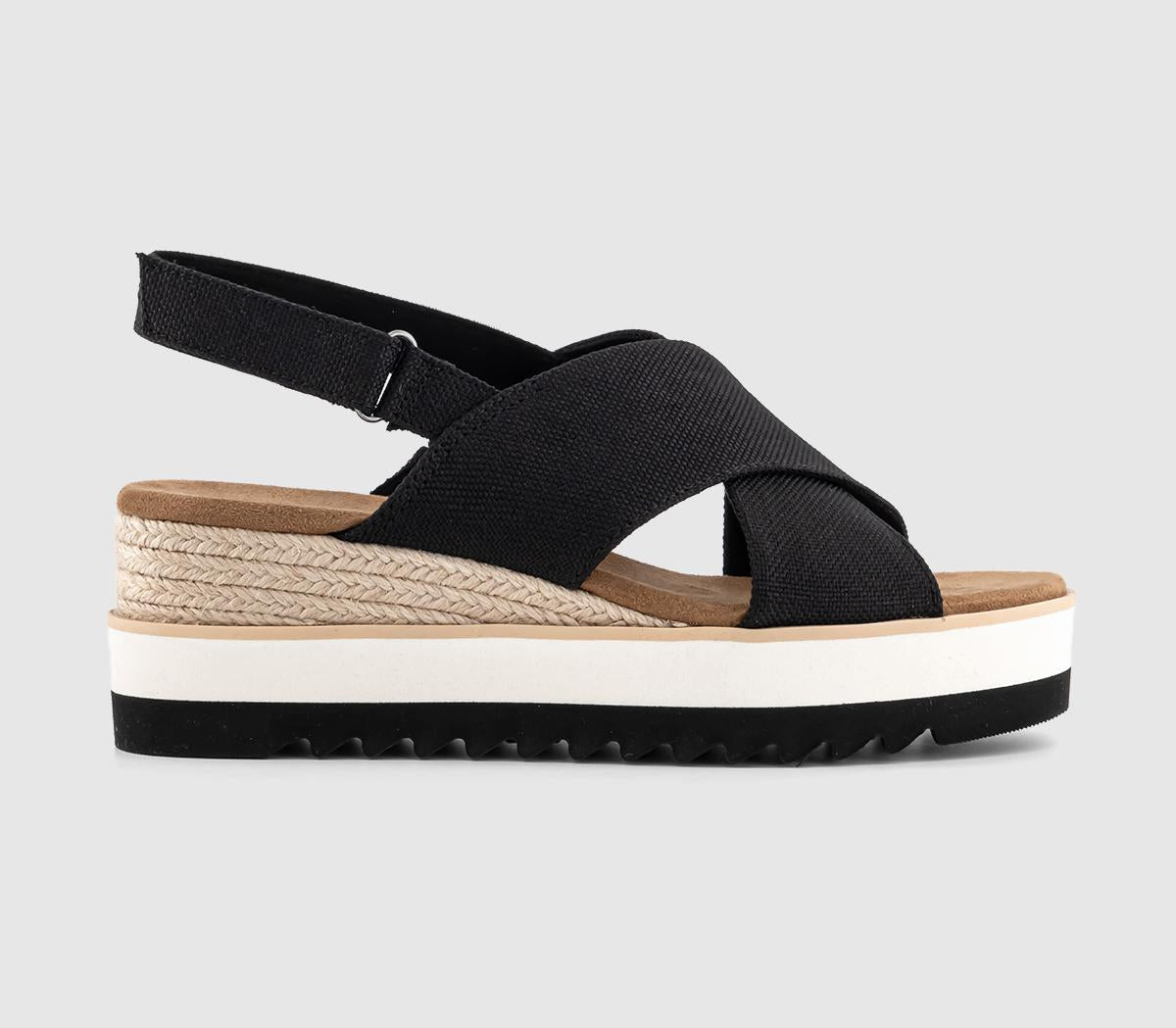 Odd sizes - Womens Toms Diana Cross Strap Black Uk Sizes Right 4/Left 5