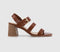 Womens Office Mina 3 Strap Block Heels Tan