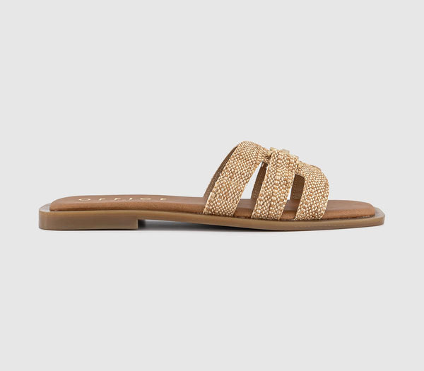 Womens Office Sorrento Gold Trim Slides Raffia