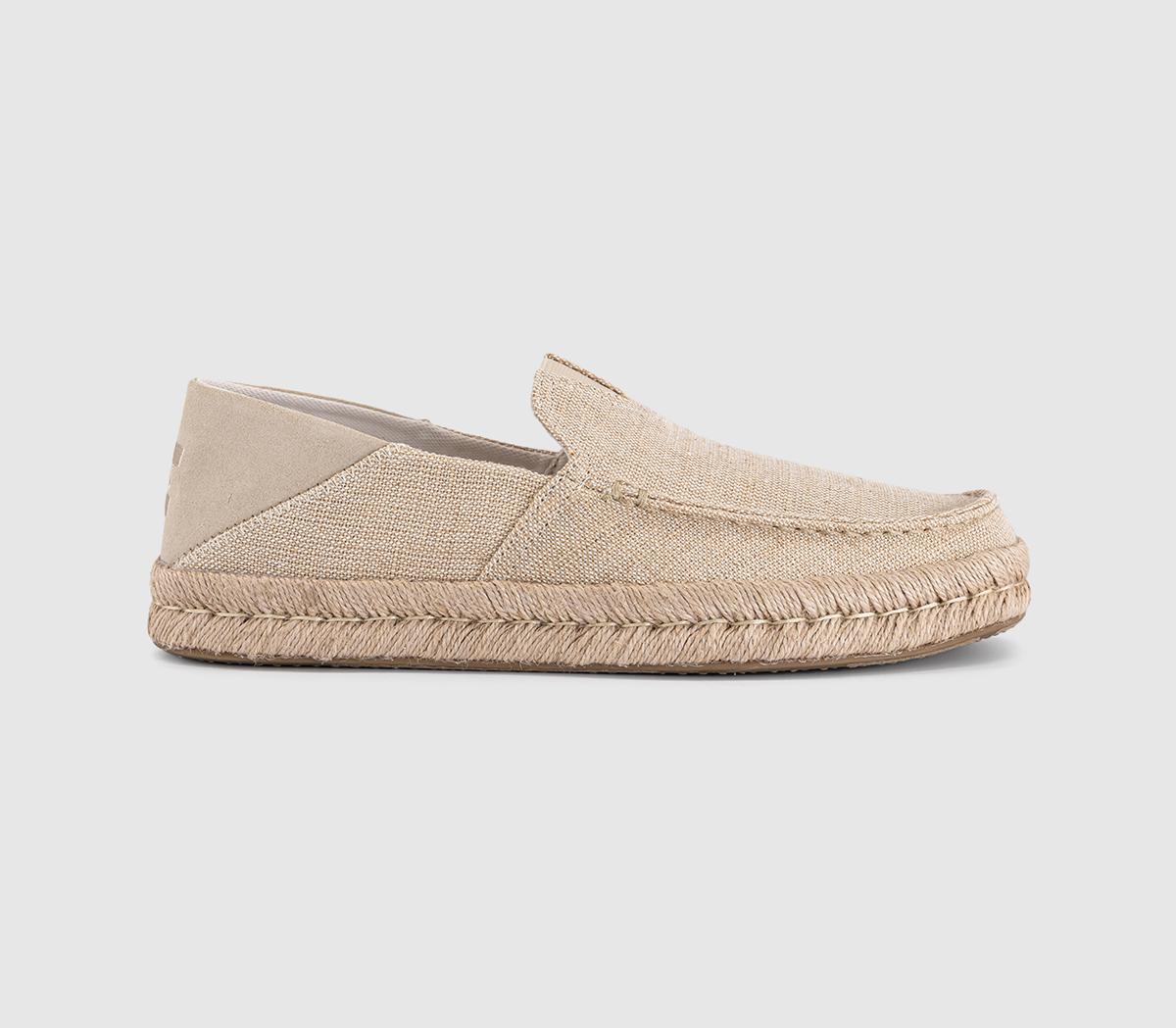 Mens TOMS Alonso Rope Loafers Natural Undyed Heritage Canvas Suede