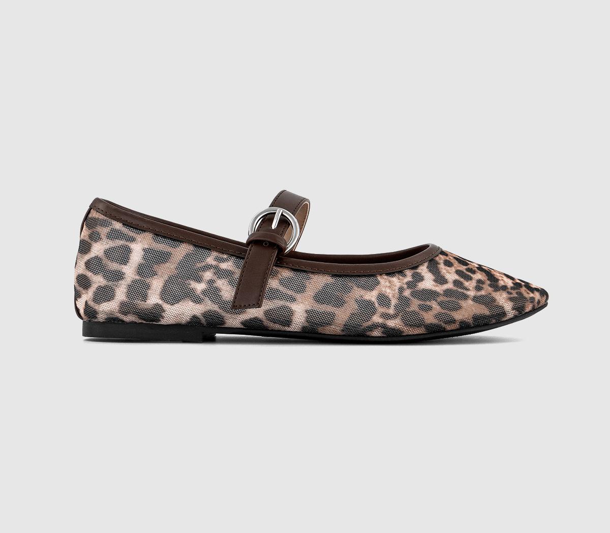 Womens OFFICE Fancy Mesh Ballet Flats Leopard