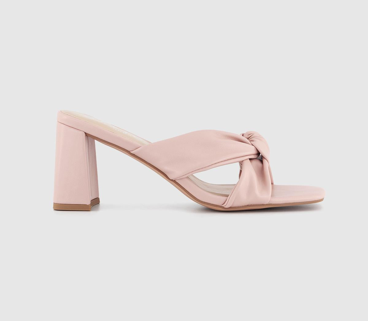 Womens Office Makayla Knotted Block Heel Mules Blush