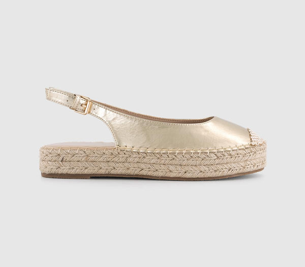 Womens Office Finn Espadrille Flatform Slingbacks Gold