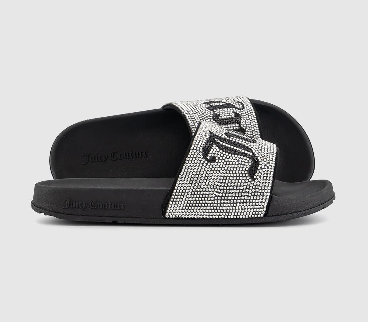 Womens Juicy Couture Donna Diamante Slides Black