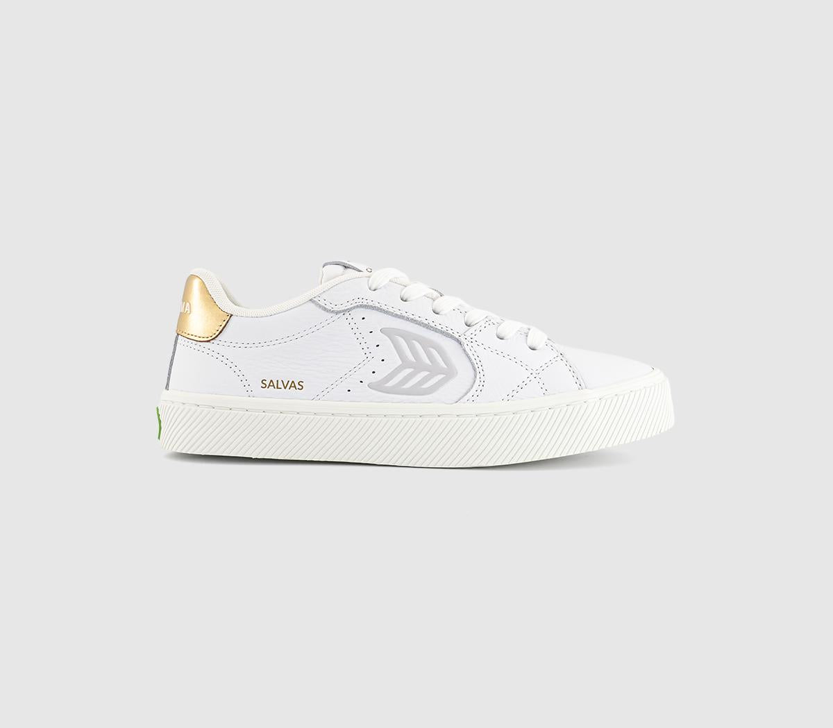  Cariuma Salvas Premium Leather Trainers White Ice Metallic Gold Uk Size 6