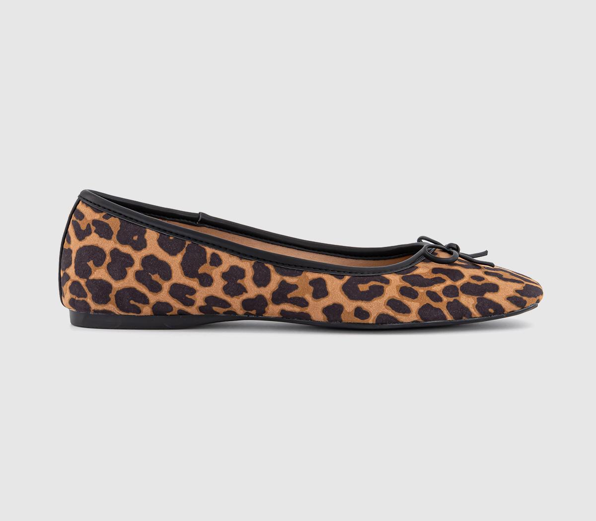 Womens OFFICE Five Star Square Toe Ballet Pumps Leopard
